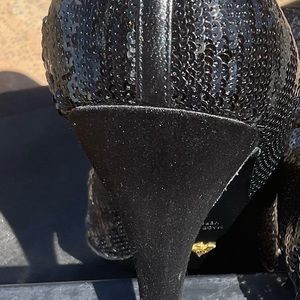 Emporio Armani Black Sequins and Silk Pumps